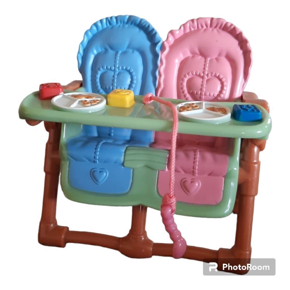 FISHER PRICE Loving Family Dollhouse TWIN Baby Double Highchair Seat Food Tray